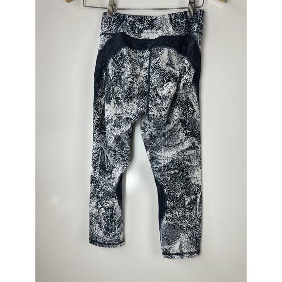 Lululemon Never Still Crop 21" Leggings Wildwood White Nocturnal Teal Mesh Sz 6 - Picture 11 of 12